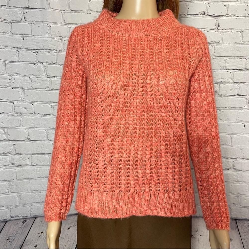 NWT New Anthropologie Field of Flowers Wool Blend Orange Sweater Size S - Picture 12 of 13